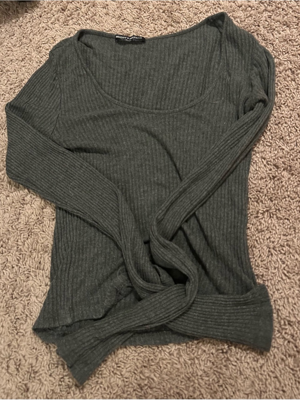 Brandy Melville Ribbed Scoop Neck Sweater | OS